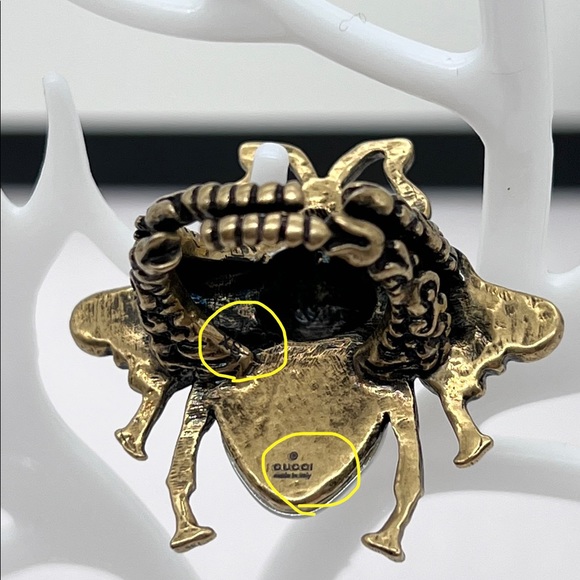 NWW Gucci Bee Ring with Crystals and Pearl XS (US size 5.25), M (US size 7.5) - Picture 5 of 16